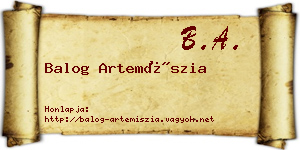 Balog Artemíszia névjegykártya
