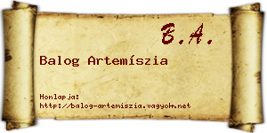 Balog Artemíszia névjegykártya
